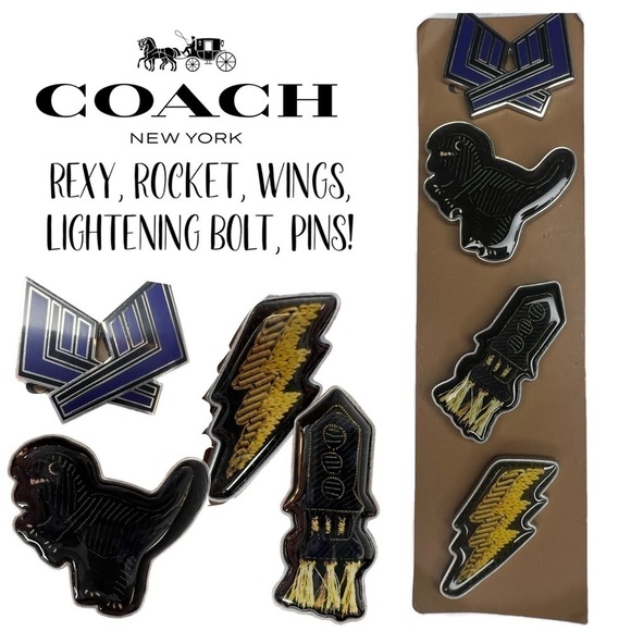 Coach Collectible Rexy, Rocket, Wings, and Lightening Bolt Pins - Picture 1 of 4